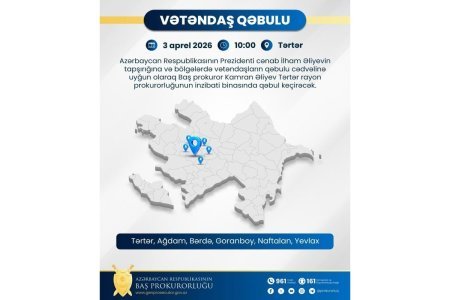 Baş prokuror Tərtərdə vətəndaşları qəbul edəcək